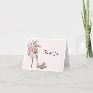 Cartão De Agradecimento Sapato Stiletto Floral Glam