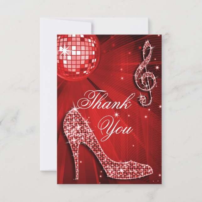 Cartão De Agradecimento Sapatos de salto com brilho de bola de discoteca v (Frente)