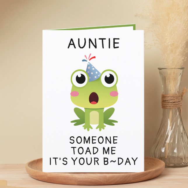 Cartão De Agradecimento Sapo Engraçado Tia Croak Tia Feliz Aniversário (Funny Frog Toad Croak Auntie Happy Birthday Thank You Card)