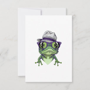 Cartão De Agradecimento Sapo hipster animal usando óculos e chapéu vetor
