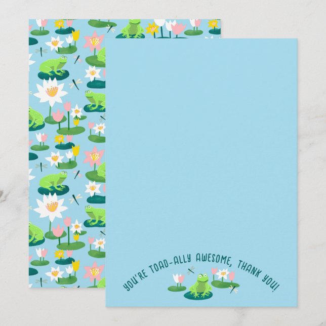 Cartão De Agradecimento Sapos e Folhas de Lírio Fofo PERSONALIZADO (Frente/Verso)