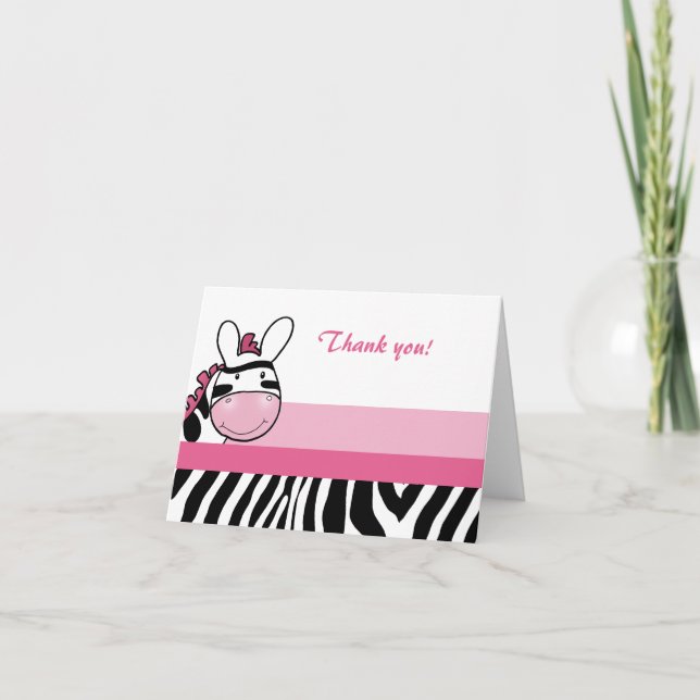 Cartão De Agradecimento Sassy Zebra Diva Stripe Folded Thank you note (Frente)