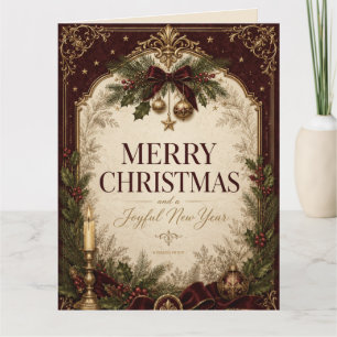 Cartão De Agradecimento Saudação de Natal Vitoriana Vintage Elegante