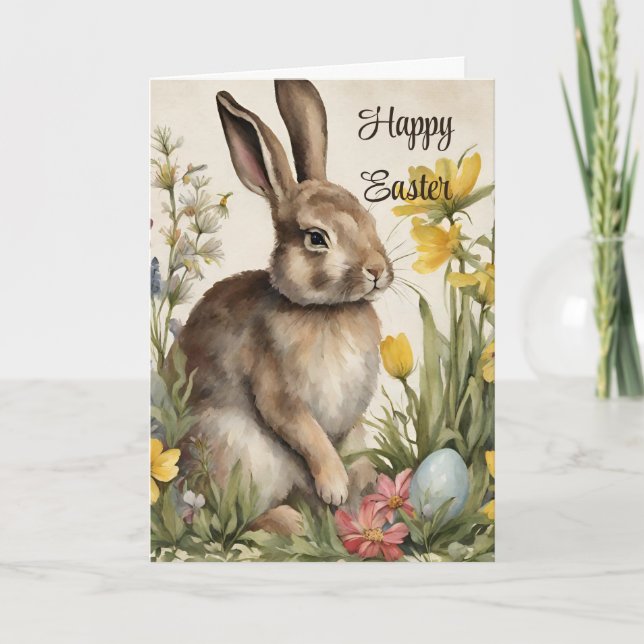 Cartão De Agradecimento Saudação por Páscoa Floral (Frente)