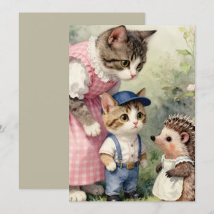 Cartão De Agradecimento Saudações do Primeiro Dia – Gatito e Ouriço