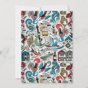 Cartão De Agradecimento Saudade // motivos populares de Portugal