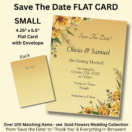 Cartão De Agradecimento Save The Date Golden Yellow Flower Flat