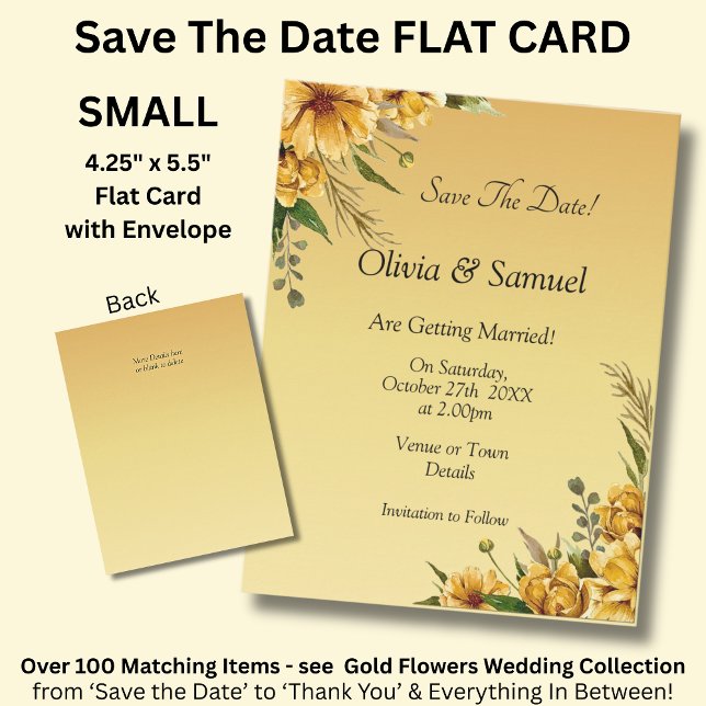 Cartão De Agradecimento Save The Date Golden Yellow Flower Flat (Criador carregado)