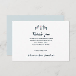 Cartão De Agradecimento Scandinavian Folk Art Dala Horse Wedse obrigado vo