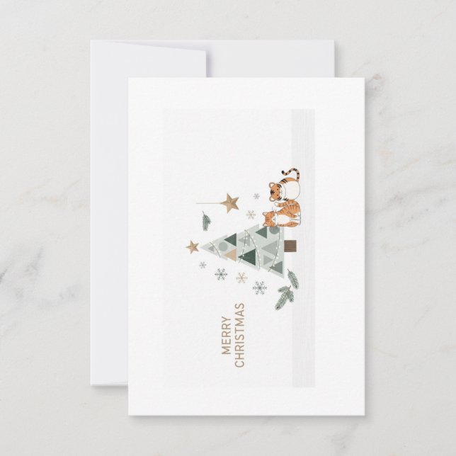 Cartão De Agradecimento ❄️🎄 Scandinavian Minimalist Christmas Card Image  (Frente)