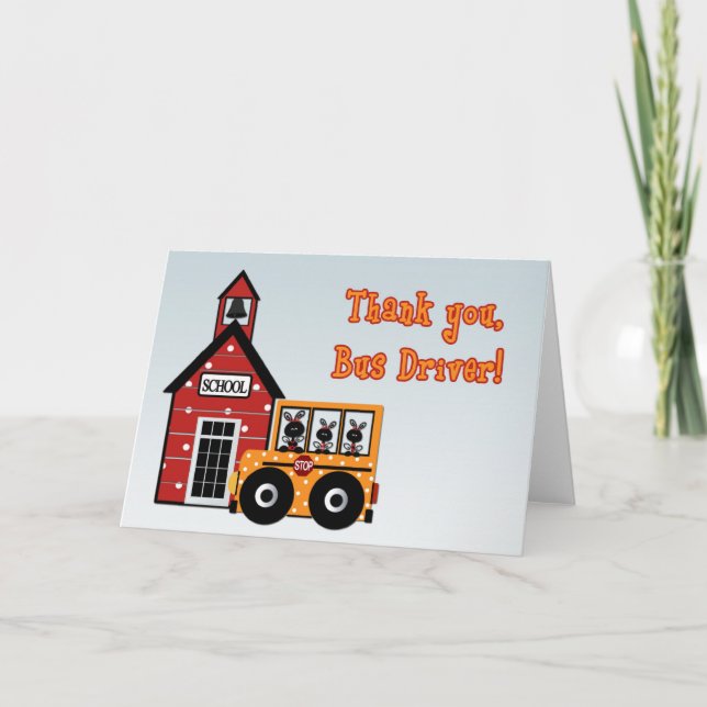 Cartão De Agradecimento School Bus Driver Thank You Card (Frente)