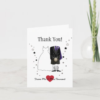 Cartão De Agradecimento Scottish Bride & Groom kilt Wedding Thank You