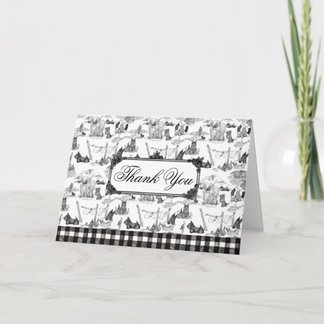 Cartão De Agradecimento SCOTTISH Terrier Black Toile com personalização (Frente)