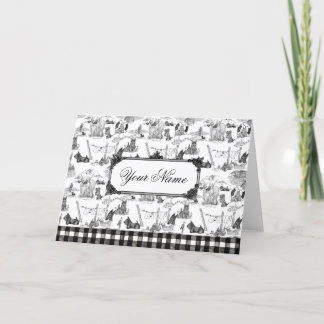 Cartão De Agradecimento SCOTTISH Terrier Black Toile w/Custom Name