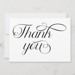 Cartão De Agradecimento Script branco preto mínimo