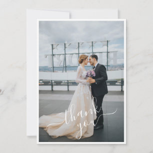 Cartão De Agradecimento Script com Letra Mão Adiciona Seu Casamento Fotog
