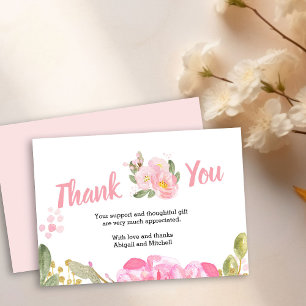 Cartão De Agradecimento Script com manuscrito cor-de-rosa e floreado