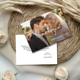 Cartão De Agradecimento Script de Caligrafia Gradiente de Foto de Casament