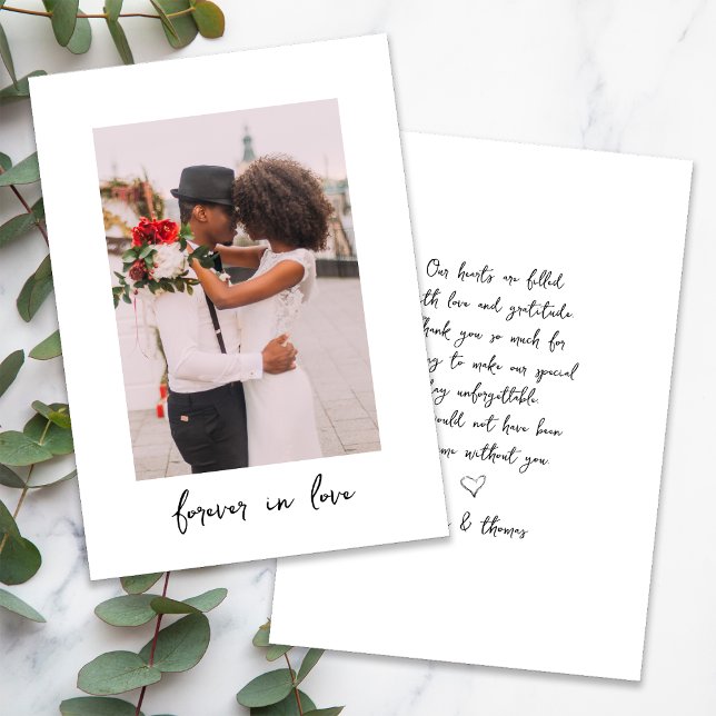 Cartão De Agradecimento Script de Caligrafia para sempre no casamento amor (Criador carregado)