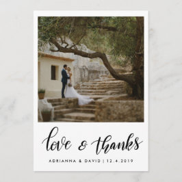 Cartão De Agradecimento Script De casal Foto De Casamento De Amor E Obriga