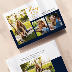 Cartão De Agradecimento Script de Colagem de Fotos de Formatura 2025