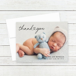 Cartão De Agradecimento Script de Foto de Bebê Personalizado Moderno