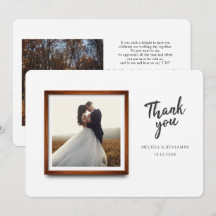 Cartão De Agradecimento Script de Foto de Casamento Moderno