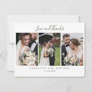 Cartão De Agradecimento Script de Fotos de Casamento Elegante