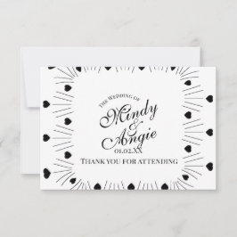 Cartão De Agradecimento Script de Moldura de Corações Rabiscados Casamento