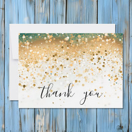 Cartão De Agradecimento Script de Sequência Simples e Verde Moderno e Dour