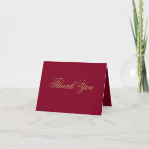 Cartão De Agradecimento Script Dourado Clássico no Burgundy + Mensagem UR