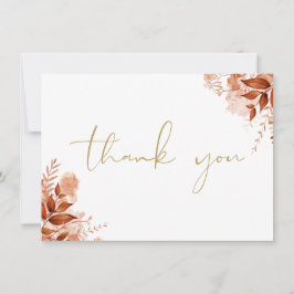 Cartão De Agradecimento Script Dourado Floral Elegante Russo Personalizado