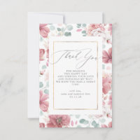 Script Dusty Pink Floral Chá de fraldas Obrigado