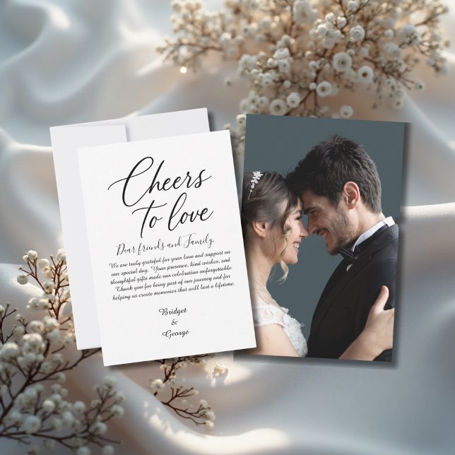 Cartão De Agradecimento script e foto elegantes preto e branco (Criador carregado)