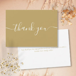 Cartão De Agradecimento Script Elegante Moderno e Simples Chic Dourado