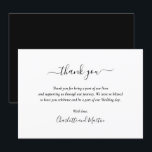 Cartão De Agradecimento Script Elegante preto e branco<br><div class="desc">Elegante cartões de agradecimentos de casamento preto e branco. Itens correspondentes disponíveis.</div>