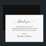 Cartão De Agradecimento Script Elegante preto e branco<br><div class="desc">Elegante cartões de agradecimentos de casamento preto e branco. Itens correspondentes disponíveis.</div>