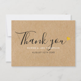 Cartão De Agradecimento Script Elegante Rustic Kraft Dourado Hearts
