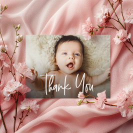 Cartão De Agradecimento Script Horizontal Baby Girl Photo Handlettering