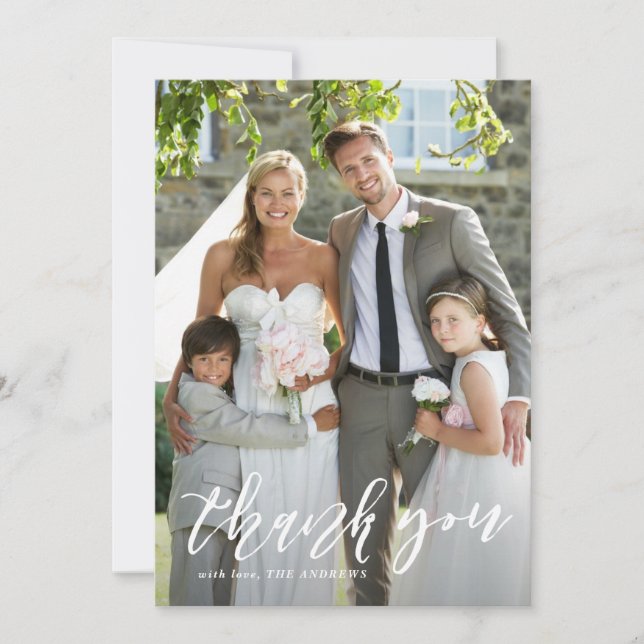 Cartão De Agradecimento Script Letreiro Vertical Obrigado Casamento (Frente)