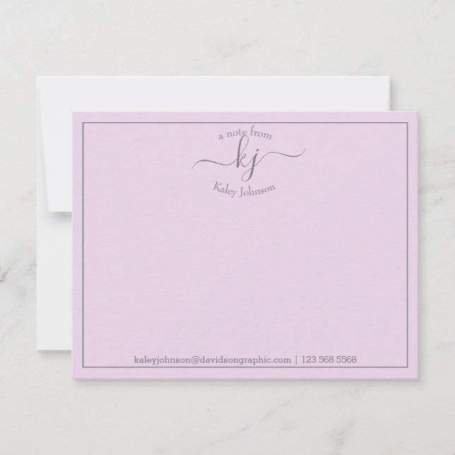 Cartão De Agradecimento Script Lilac Simples Da Placa De Nota (Frente)