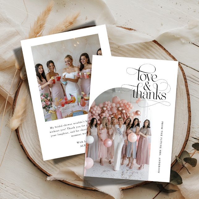 Cartão De Agradecimento Script Love & Obrigado Chá de panela Arco Fotograf (Criador carregado)