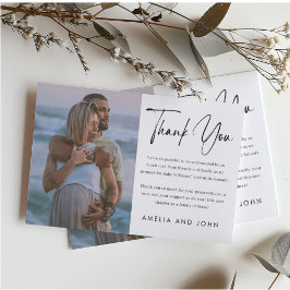 Cartão De Agradecimento Script manuscrito preto minimalista moderno