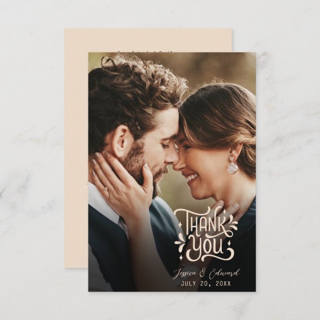 Cartão De Agradecimento Script Mínimo Simples Elegante Laranja Queimado Mo (Frente/Verso)