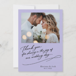 Cartão De Agradecimento Script Modern Wedding 2 Photos Thank You Card