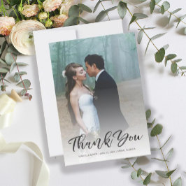Cartão De Agradecimento Script Moderno de Pincel Elegante Foto de Casament