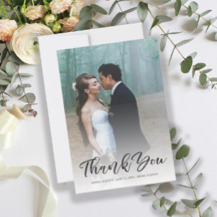 Cartão De Agradecimento Script Moderno de Pincel Elegante Foto de Casament