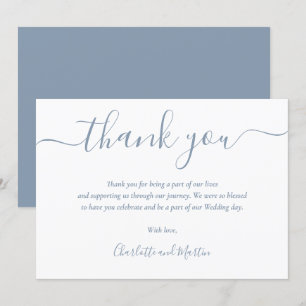 Cartão De Agradecimento Script Moderno Elegante Azul Dusty
