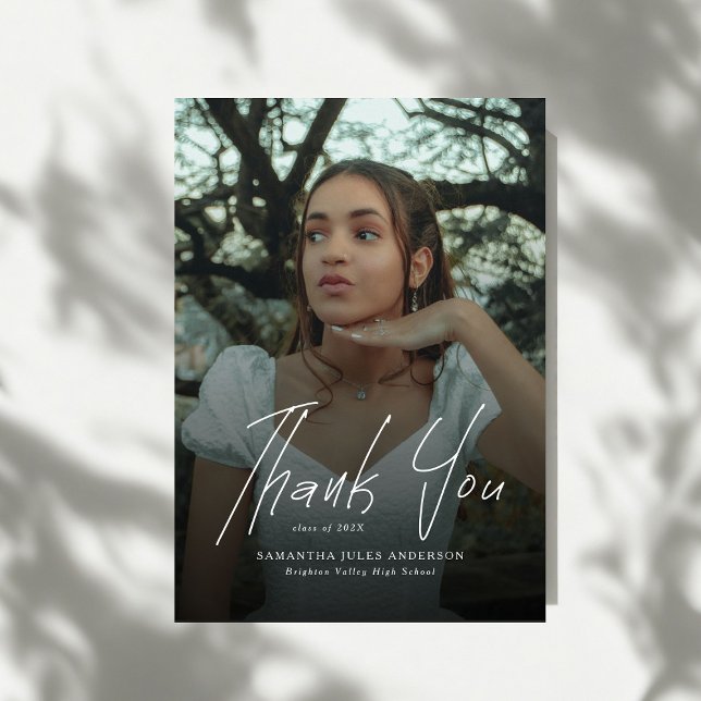 Cartão De Agradecimento Script Moderno Foto Simples Formatura do Ensino Mé (Criador carregado)