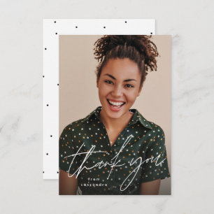 Cartão De Agradecimento Script moderno simples de uma graduação de fotos